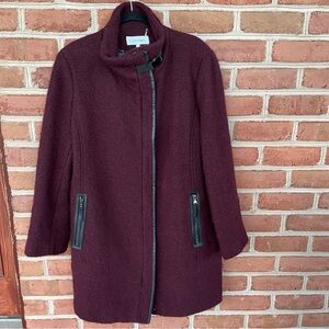 Ladies wine colored/burgundy wool blend pea coat. Calvin Klein. XXL